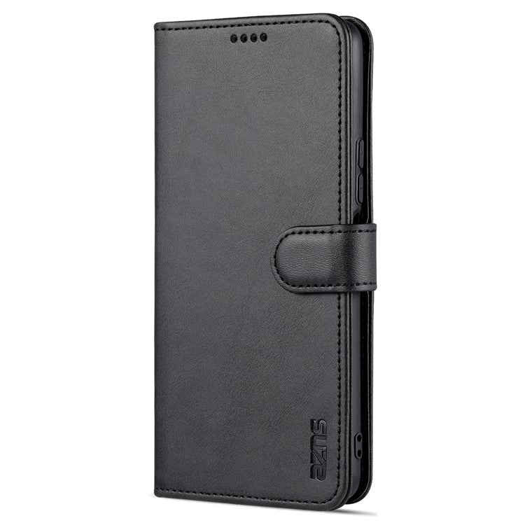 AZNS PU Leather Case for vivo Y76s / Y74s, Wallet Folding Stand Magnetic Scratch-proof Flip Cover - Black