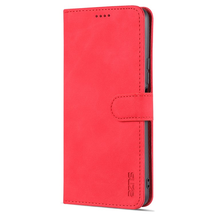 AZNS PU Leather Case for vivo Y76s / Y74s, Wallet Folding Stand Magnetic Scratch-proof Flip Cover - Red