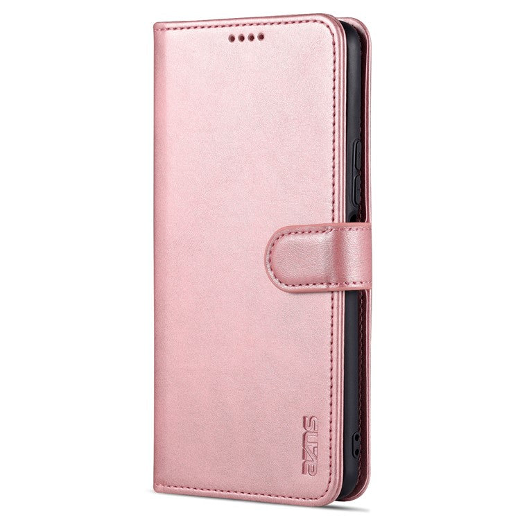 AZNS PU Leather Case for vivo Y76s / Y74s, Wallet Folding Stand Magnetic Scratch-proof Flip Cover - Rose Gold