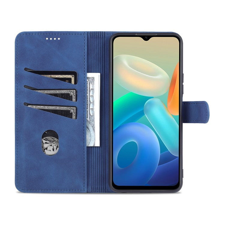 AZNS PU Leather Case for vivo Y76s / Y74s, Wallet Folding Stand Magnetic Scratch-proof Flip Cover - Blue