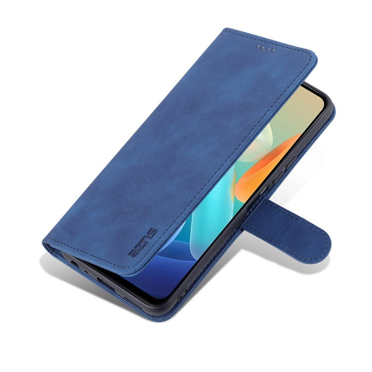 AZNS PU Leather Case for vivo Y76s / Y74s, Wallet Folding Stand Magnetic Scratch-proof Flip Cover - Blue