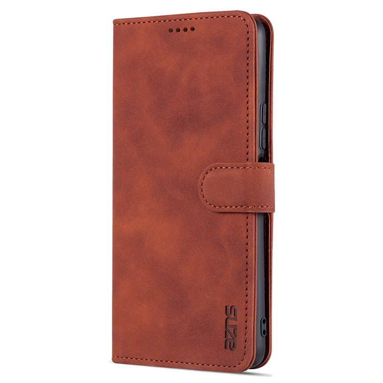 AZNS PU Leather Case for vivo Y76s / Y74s, Wallet Folding Stand Magnetic Scratch-proof Flip Cover - Brown