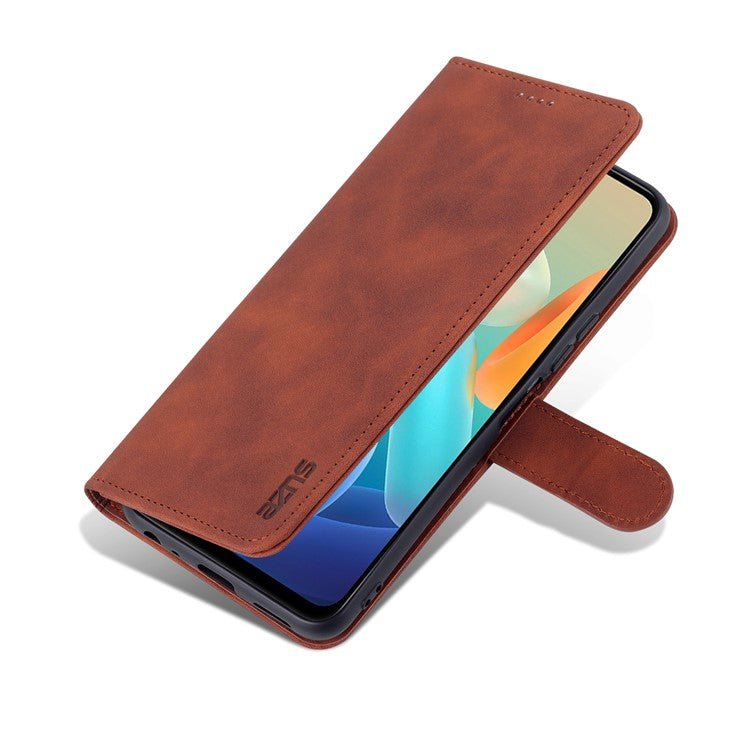 AZNS PU Leather Case for vivo Y76s / Y74s, Wallet Folding Stand Magnetic Scratch-proof Flip Cover - Brown