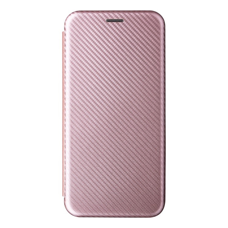 For Realme 9i/Oppo A36 4G/A76 4G Carbon Fiber Texture PU Leather Phone Case Card Slot Stand Cover Shell - Rose Gold