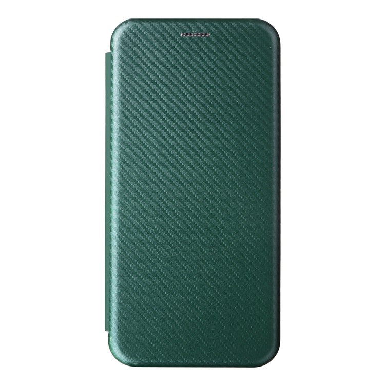 For Realme 9i/Oppo A36 4G/A76 4G Carbon Fiber Texture PU Leather Phone Case Card Slot Stand Cover Shell - Green