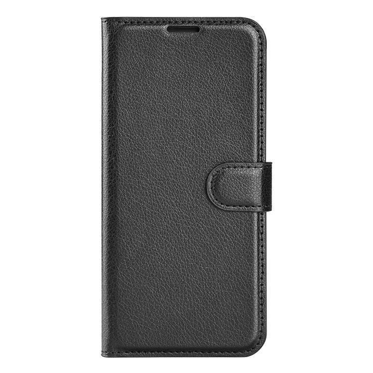 For Realme 9i/Oppo A36 4G/A76 4G Litchi Texture PU Leather Flip Cover Stand Wallet Magnetic Closure Folio Book Phone Case - Black