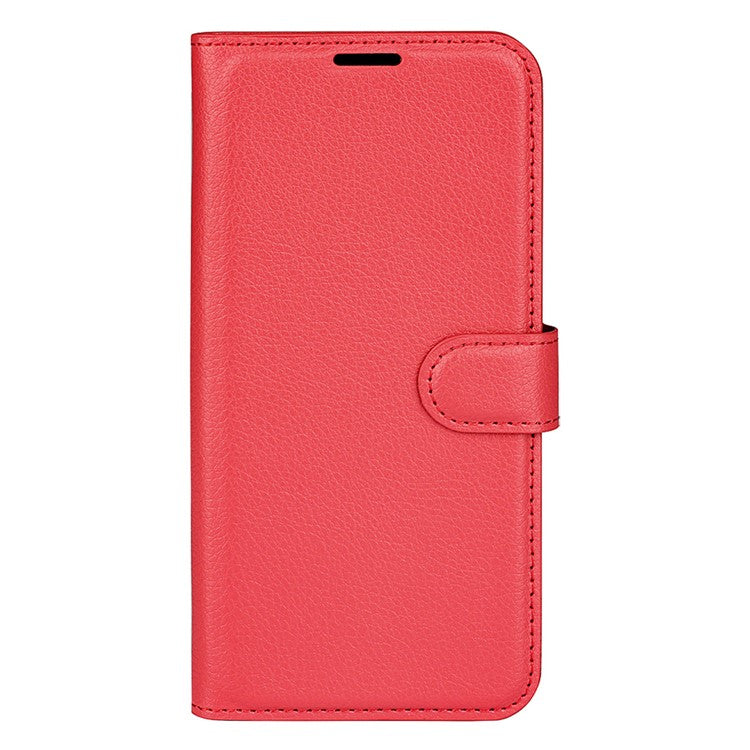 For Realme 9i/Oppo A36 4G/A76 4G Litchi Texture PU Leather Flip Cover Stand Wallet Magnetic Closure Folio Book Phone Case - Red