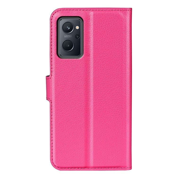 For Realme 9i/Oppo A36 4G/A76 4G Litchi Texture PU Leather Flip Cover Stand Wallet Magnetic Closure Folio Book Phone Case - Rose