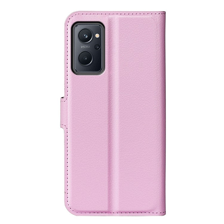 For Realme 9i/Oppo A36 4G/A76 4G Litchi Texture PU Leather Flip Cover Stand Wallet Magnetic Closure Folio Book Phone Case - Pink