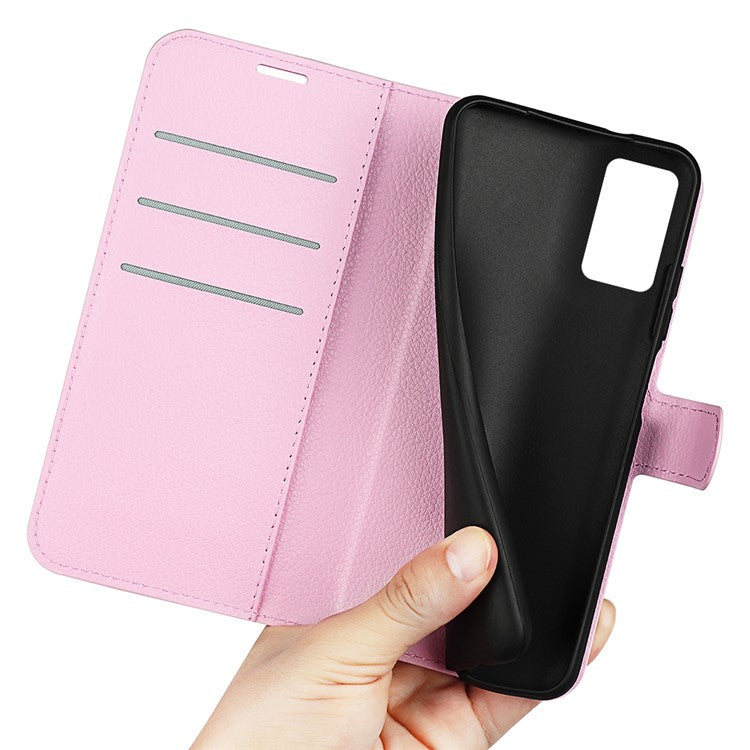 For Realme 9i/Oppo A36 4G/A76 4G Litchi Texture PU Leather Flip Cover Stand Wallet Magnetic Closure Folio Book Phone Case - Pink