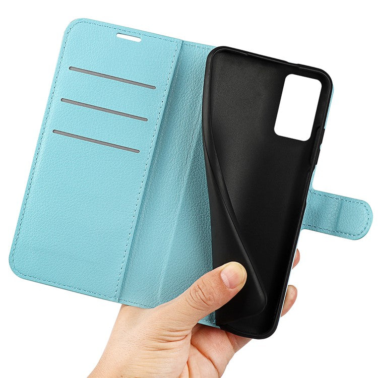 For Realme 9i/Oppo A36 4G/A76 4G Litchi Texture PU Leather Flip Cover Stand Wallet Magnetic Closure Folio Book Phone Case - Blue