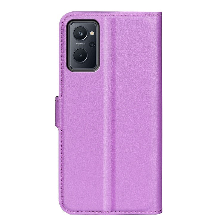 For Realme 9i/Oppo A36 4G/A76 4G Litchi Texture PU Leather Flip Cover Stand Wallet Magnetic Closure Folio Book Phone Case - Purple