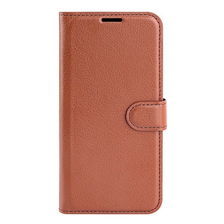 For Realme 9i/Oppo A36 4G/A76 4G Litchi Texture PU Leather Flip Cover Stand Wallet Magnetic Closure Folio Book Phone Case - Brown