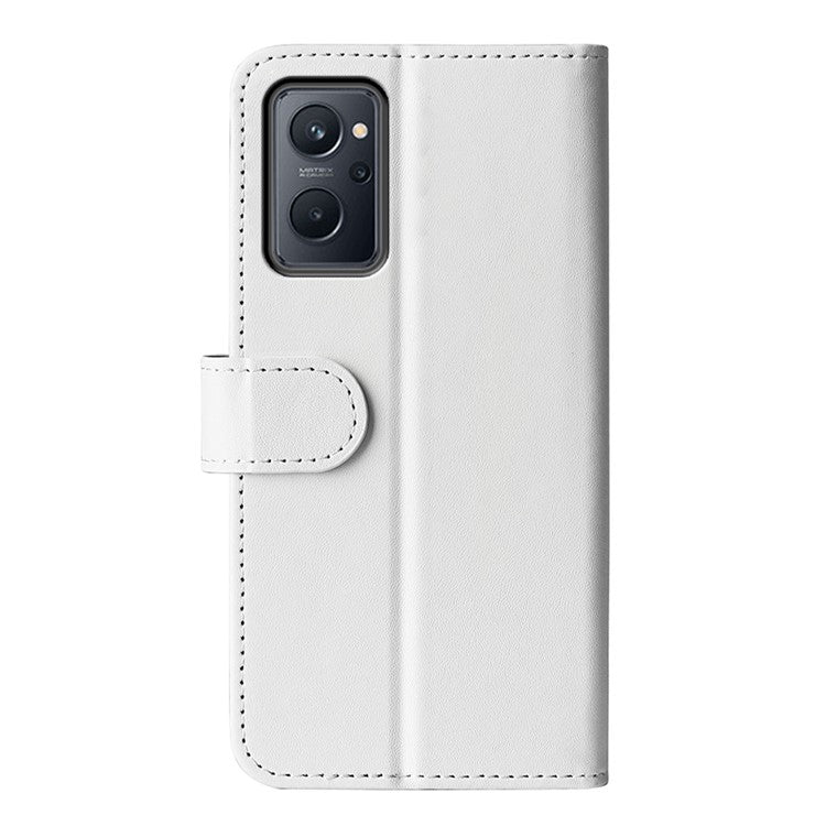 For Realme 9i/Oppo A36 4G/A76 4G Crazy Horse Texture Folio Flip Wallet Case PU Leather Stand Full Protection Phone Cover - White