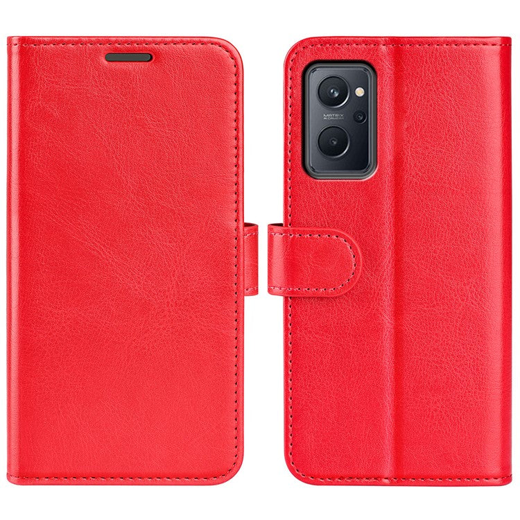 For Realme 9i/Oppo A36 4G/A76 4G Crazy Horse Texture Folio Flip Wallet Case PU Leather Stand Full Protection Phone Cover - Red