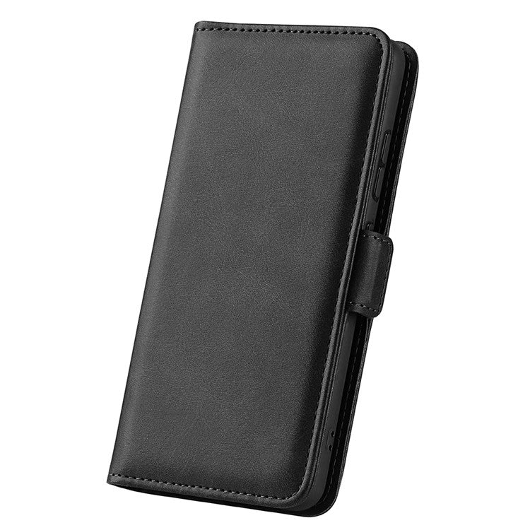 For Realme 9i/Oppo A36 4G/A76 4G Textured PU Leather Magnetic Case Full Body Protective Flip Wallet Phone Cover with Stand Feature - Black