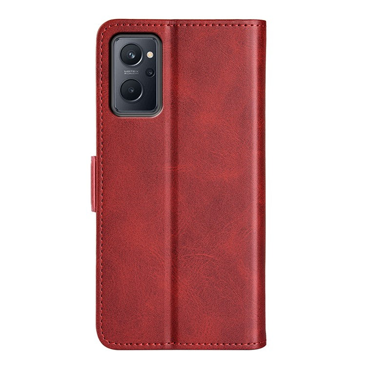 For Realme 9i/Oppo A36 4G/A76 4G Textured PU Leather Magnetic Case Full Body Protective Flip Wallet Phone Cover with Stand Feature - Red