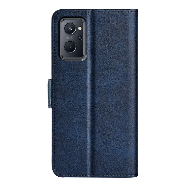 For Realme 9i/Oppo A36 4G/A76 4G Textured PU Leather Magnetic Case Full Body Protective Flip Wallet Phone Cover with Stand Feature - Blue