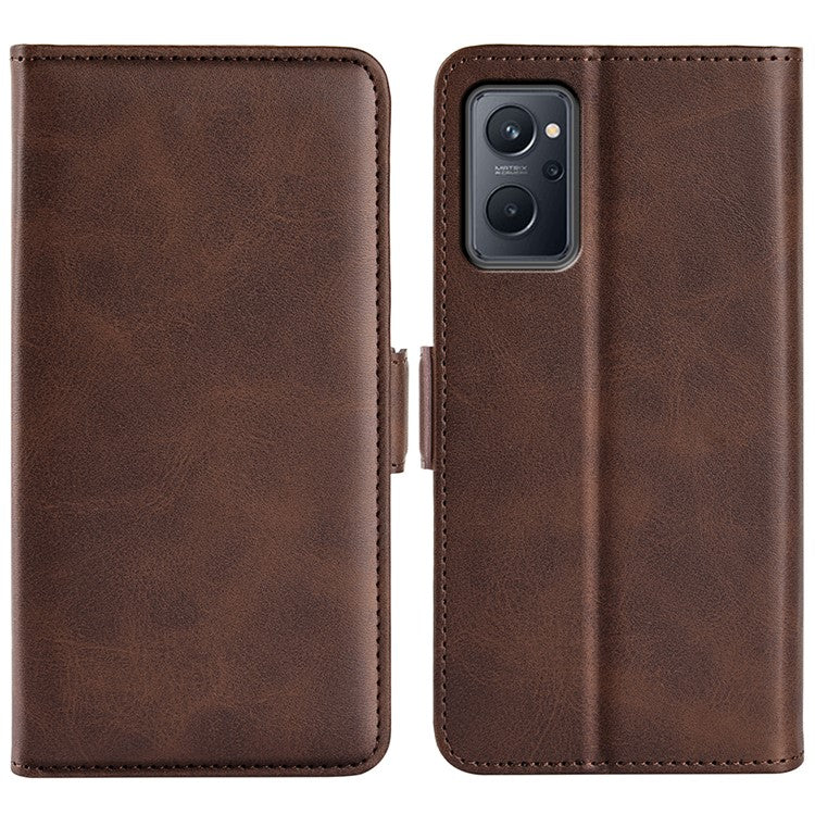 For Realme 9i/Oppo A36 4G/A76 4G Textured PU Leather Magnetic Case Full Body Protective Flip Wallet Phone Cover with Stand Feature - Brown