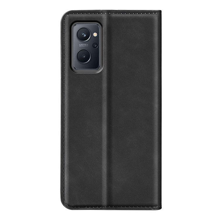 For Realme 9i/Oppo A36 4G/A76 4G Skin-touch Feeling PU Leather Flip Folio Case Wallet Stand Magnetic Closure Shockproof Phone Cover - Black