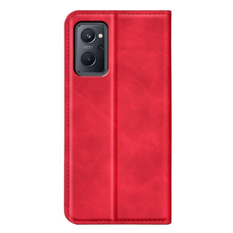 For Realme 9i/Oppo A36 4G/A76 4G Skin-touch Feeling PU Leather Flip Folio Case Wallet Stand Magnetic Closure Shockproof Phone Cover - Red