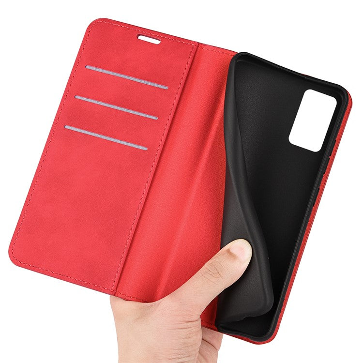 For Realme 9i/Oppo A36 4G/A76 4G Skin-touch Feeling PU Leather Flip Folio Case Wallet Stand Magnetic Closure Shockproof Phone Cover - Red