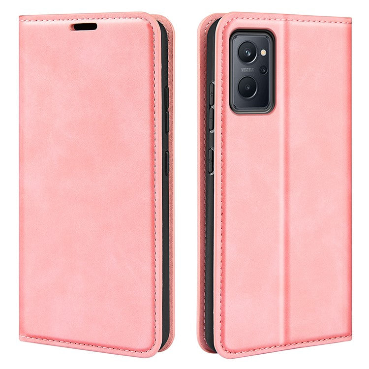 For Realme 9i/Oppo A36 4G/A76 4G Skin-touch Feeling PU Leather Flip Folio Case Wallet Stand Magnetic Closure Shockproof Phone Cover - Pink