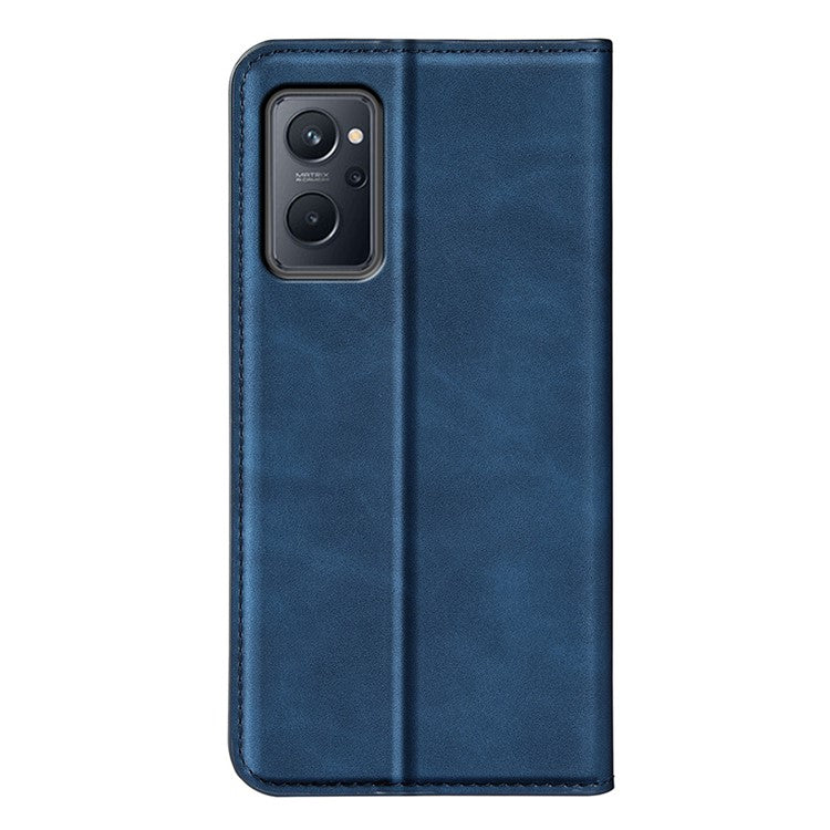 For Realme 9i/Oppo A36 4G/A76 4G Skin-touch Feeling PU Leather Flip Folio Case Wallet Stand Magnetic Closure Shockproof Phone Cover - Blue