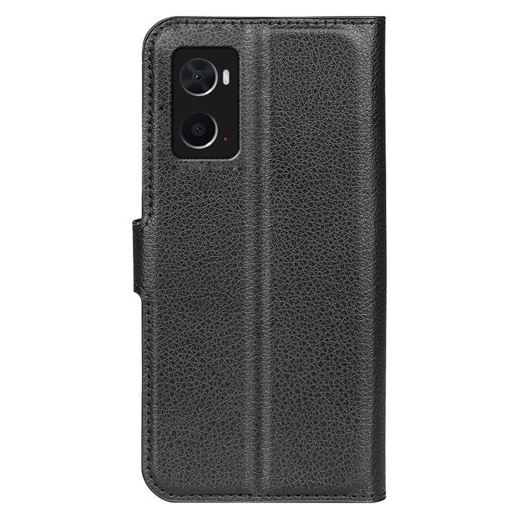 For Realme 9i/Oppo A36 4G/A76 4G PU Leather + TPU Leather Case Wallet Stand Overall Protection Litchi Texture Phone Cover - Black