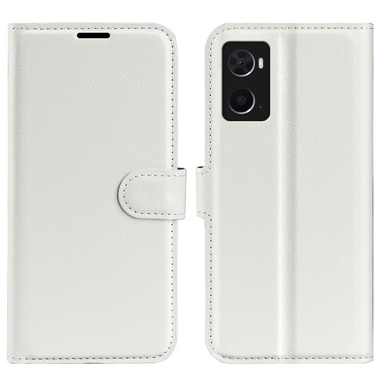 For Realme 9i/Oppo A36 4G/A76 4G PU Leather + TPU Leather Case Wallet Stand Overall Protection Litchi Texture Phone Cover - White