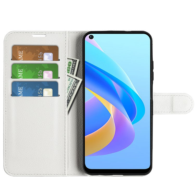 For Realme 9i/Oppo A36 4G/A76 4G PU Leather + TPU Leather Case Wallet Stand Overall Protection Litchi Texture Phone Cover - White