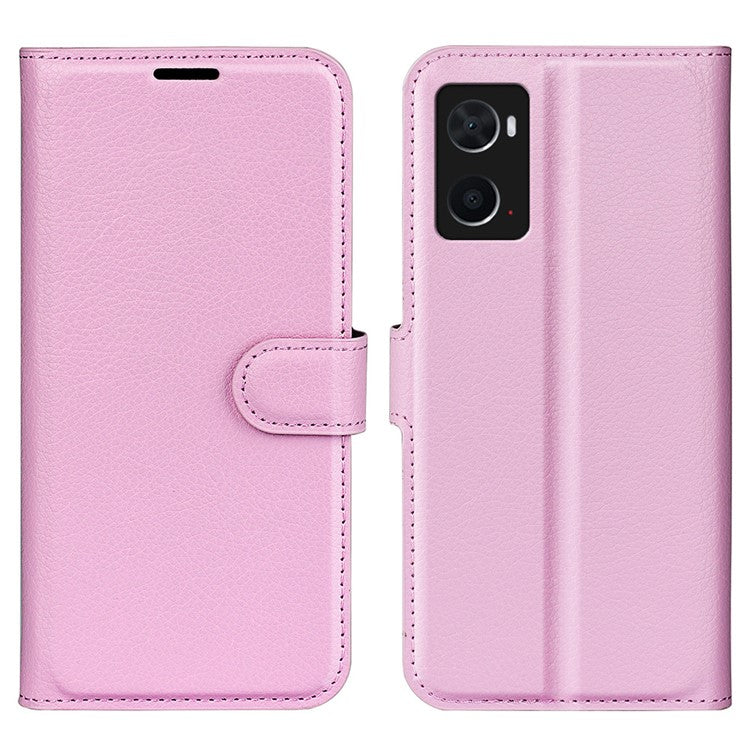 For Realme 9i/Oppo A36 4G/A76 4G PU Leather + TPU Leather Case Wallet Stand Overall Protection Litchi Texture Phone Cover - Pink