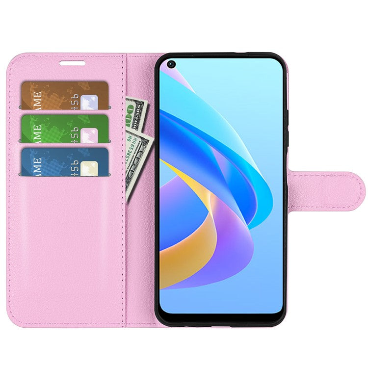 For Realme 9i/Oppo A36 4G/A76 4G PU Leather + TPU Leather Case Wallet Stand Overall Protection Litchi Texture Phone Cover - Pink