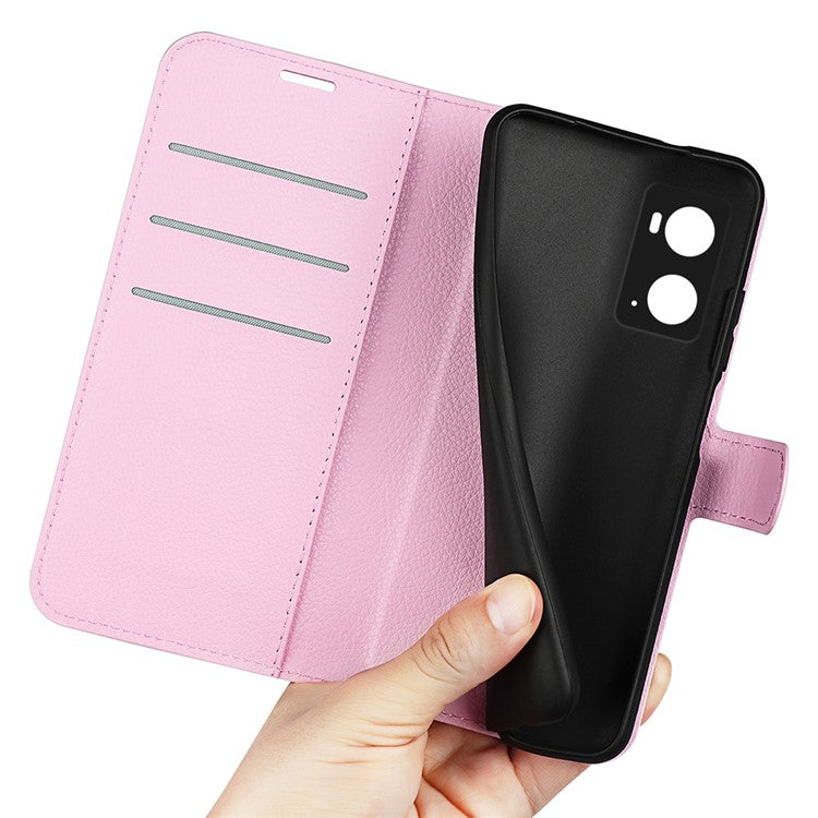 For Realme 9i/Oppo A36 4G/A76 4G PU Leather + TPU Leather Case Wallet Stand Overall Protection Litchi Texture Phone Cover - Pink