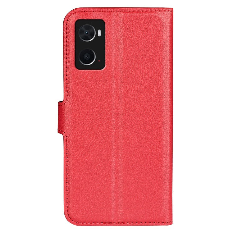 For Realme 9i/Oppo A36 4G/A76 4G PU Leather + TPU Leather Case Wallet Stand Overall Protection Litchi Texture Phone Cover - Red