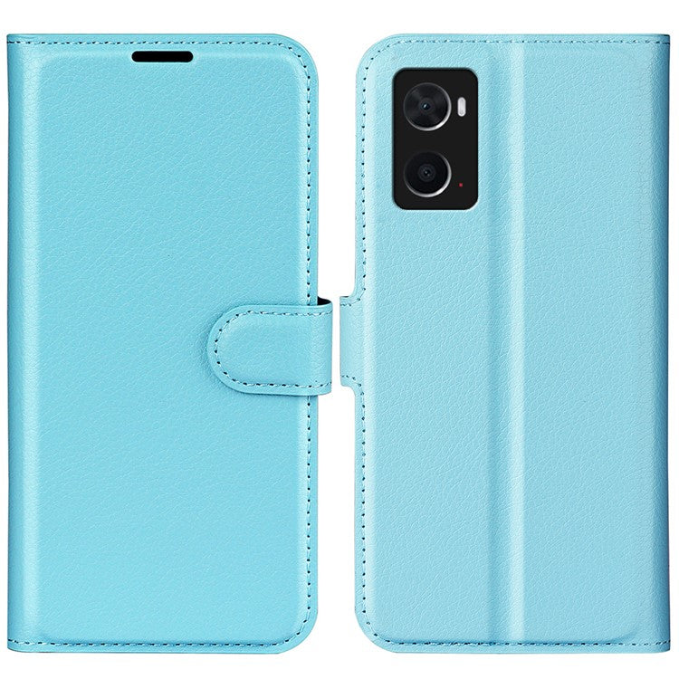 For Realme 9i/Oppo A36 4G/A76 4G PU Leather + TPU Leather Case Wallet Stand Overall Protection Litchi Texture Phone Cover - Blue