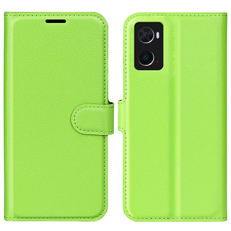 For Realme 9i/Oppo A36 4G/A76 4G PU Leather + TPU Leather Case Wallet Stand Overall Protection Litchi Texture Phone Cover - Green