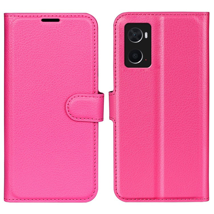 For Realme 9i/Oppo A36 4G/A76 4G PU Leather + TPU Leather Case Wallet Stand Overall Protection Litchi Texture Phone Cover - Rose