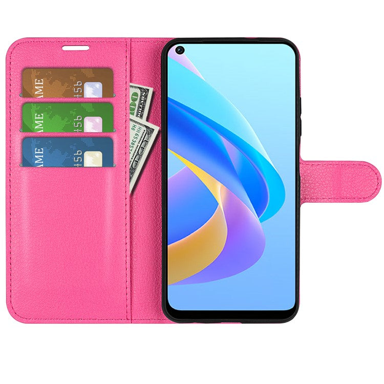 For Realme 9i/Oppo A36 4G/A76 4G PU Leather + TPU Leather Case Wallet Stand Overall Protection Litchi Texture Phone Cover - Rose