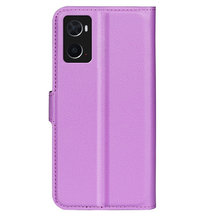 For Realme 9i/Oppo A36 4G/A76 4G PU Leather + TPU Leather Case Wallet Stand Overall Protection Litchi Texture Phone Cover - Purple