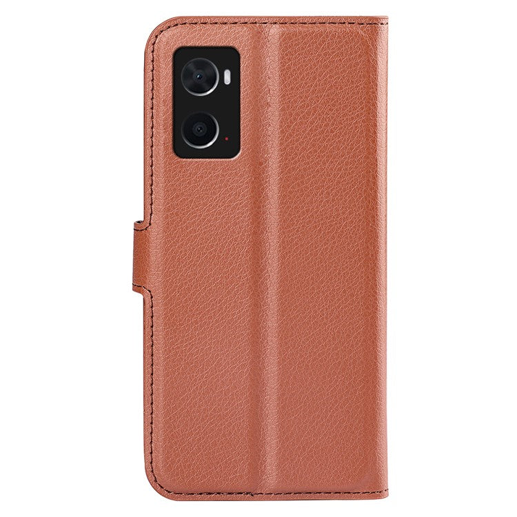 For Realme 9i/Oppo A36 4G/A76 4G PU Leather + TPU Leather Case Wallet Stand Overall Protection Litchi Texture Phone Cover - Brown