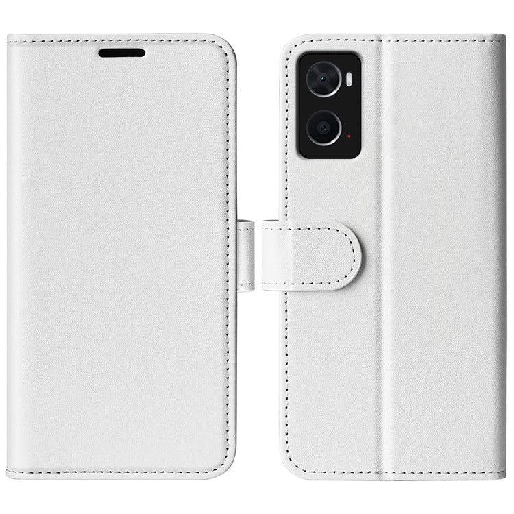 For Realme 9i/Oppo A36 4G/A76 4G Crazy Horse Texture Wallet Phone Case Drop Resistant Magnetic Clasp PU Leather Folio Flip Stand Cover - White