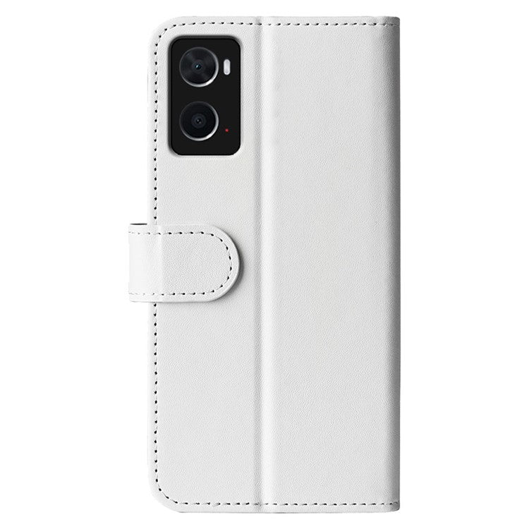 For Realme 9i/Oppo A36 4G/A76 4G Crazy Horse Texture Wallet Phone Case Drop Resistant Magnetic Clasp PU Leather Folio Flip Stand Cover - White