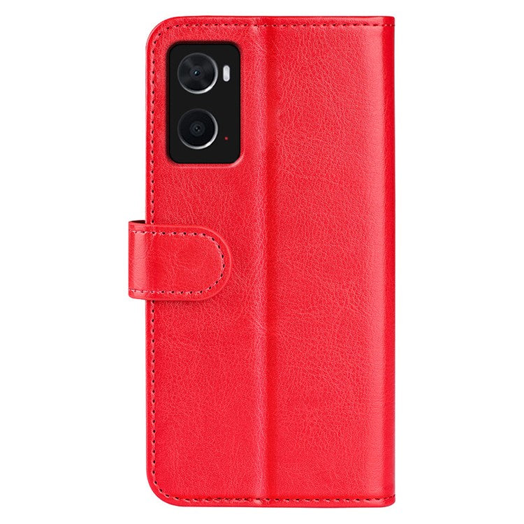 For Realme 9i/Oppo A36 4G/A76 4G Crazy Horse Texture Wallet Phone Case Drop Resistant Magnetic Clasp PU Leather Folio Flip Stand Cover - Red