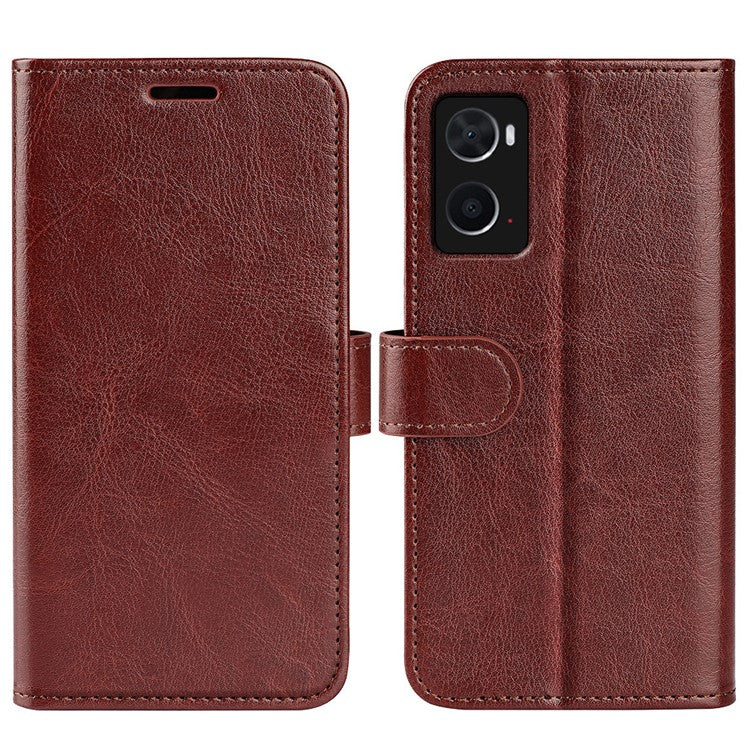 For Realme 9i/Oppo A36 4G/A76 4G Crazy Horse Texture Wallet Phone Case Drop Resistant Magnetic Clasp PU Leather Folio Flip Stand Cover - Brown