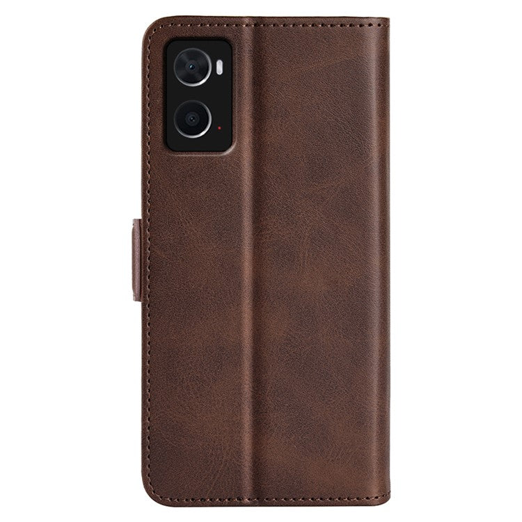 For Realme 9i/Oppo A36 4G/A76 4G Textured PU Leather Phone Case Folio Flip Wallet Protective Cover with Foldable Stand - Brown