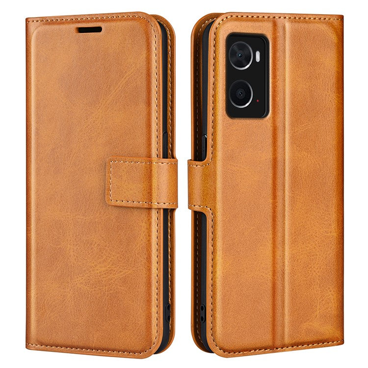 For Realme 9i/Oppo A36 4G/A76 4G Shockproof Textured PU Leather Wallet Phone Case Foldable Stand Folio Flip Phone Cover Shell - Yellow