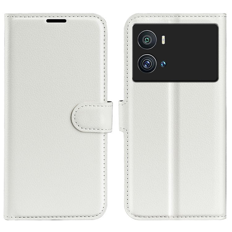 Litchi Texture Phone Case for vivo iQOO 9 Pro, Wallet Phone Stand PU Leather Protective Cover - White