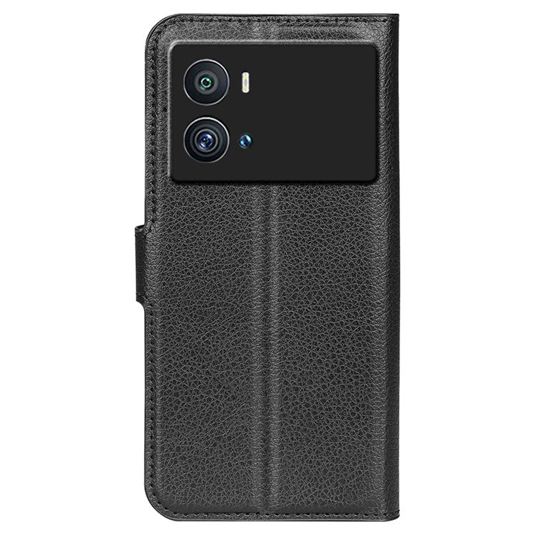 Litchi Texture Phone Case for vivo iQOO 9 Pro, Wallet Phone Stand PU Leather Protective Cover - Black