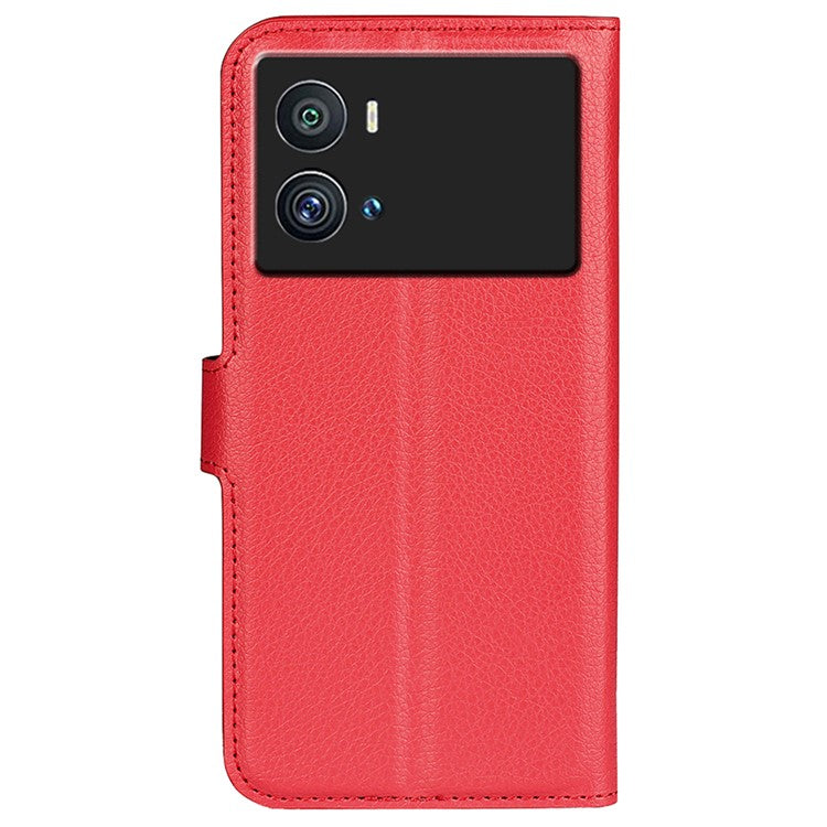 Litchi Texture Phone Case for vivo iQOO 9 Pro, Wallet Phone Stand PU Leather Protective Cover - Red